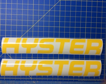 Set of 2 Hyster Forklift Mast Decal Sticker Yellow 18.6 x 3