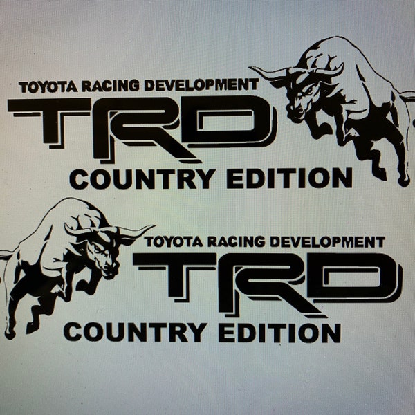 1- Set of TRD County Edition Bull/Pair Black/Decals Toyota Tacoma Tundra Truck Vinyl Decal