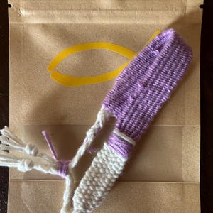 06. Bracciale tessuto cotone fatto a mano bianco e glicine