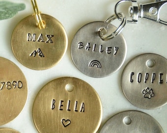 Dog ID Tag, Dog Tag, Pet Tag, Dog Name Tag, Puppy Tag, Personalized Pet Tag, Small Dog Tag, Cat Tag, Dog Pendant, Dog Charm,Hand Stamped Tag