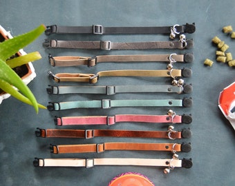 Cat Collar, Leather Adjustable Breakaway Collar, Engraved, Quick Release, Kitten Collar, Leather Collar,Cute Collar,Personalized Collar,Bell