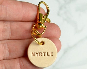Dog Tag, Silent Dog Tag, Personalized Dog Tag, Small Dog Tag, Dog Name Tag, Leather Dog Tag, Stamped Tag, Dog Pendant, Dog Charm, Cat Tag