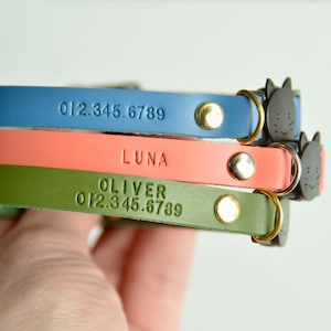 Personalized Cat Collar, Adjustable Breakaway Leather Cat Collar, Engraved, Kitten Collar, Quick Release, Leather Collar, Pet Gift, Cat Gift
