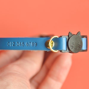 Blue Cat Collar, Adjustable Breakaway With Optional Bell, Kitten Collar, Quick Release Collar, Leather Collar, Safety Collar, Personalized