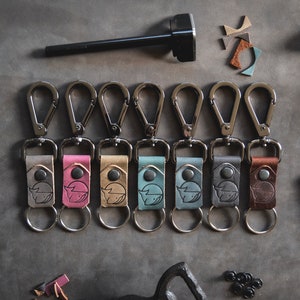 Heavy Duty Trigger Snap Key Clip Key Ring Black Leather Keychain