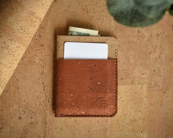 Sustainable Wallet, Minimalist Wallet, Vegan Cork, Three Pockets, Card Sleeve, Sustainable, Eco Friendly Wallet, Gift For Him, Groomsmen,EDC