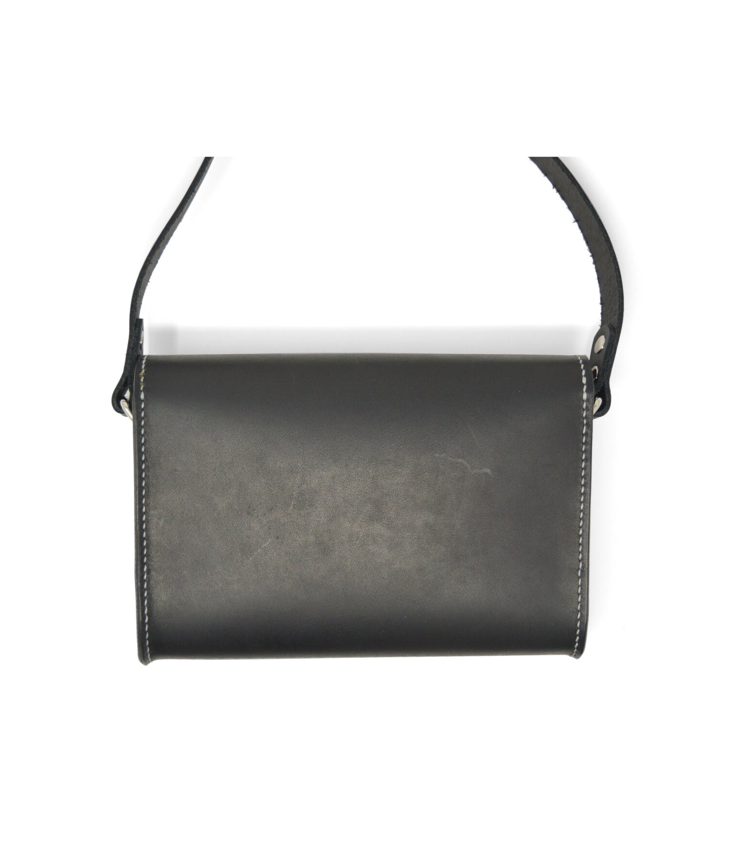 Black Crossbody Bag With Snap Closure, Womens Bag, Leather