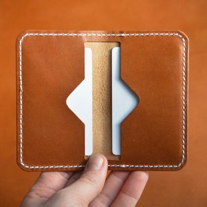 Cartera minimalista de cuero plegable, cartera de cuero plegable, cartera delgada plegable, tarjetero plegable, funda para tarjetas plegable, tres bolsillos, EDC