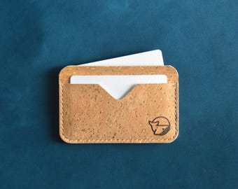 Vegan Cork Wallet, Mens Wallet, Minimalist Wallet, Recycled Wallet, Wallet Card Sleeve, Sustainable, Eco Friendly Wallet, EDC, Gift for Him