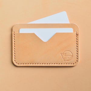 Cartera minimalista de cuero con tres bolsillos horizontales, funda para tarjetas, billetera delgada de cuero, tarjetero de cuero, tarjetero de presentación