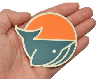 Whale Sticker, Blue & Orange, Weatherproof Whale sticker, Blue whale sticker, Whale shark, Animal sticker, Sticker mule, Killer whale, Orca