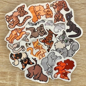 Lot de stickers - Chats guerriers aléatoires (8 mini stickers chats en vinyle) - Assortiment surprise image 1