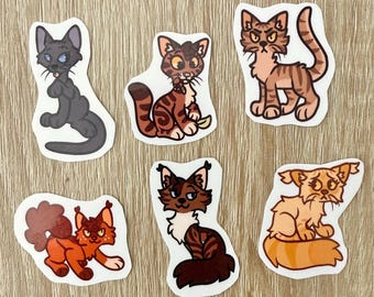 Warriors: The New Prophecy - STICKER PACK (6 Mini Cat Stickers) - Crowfeather, Leafpool, Brambleclaw, Squirrelflight, Hawkfrost, Mothwing