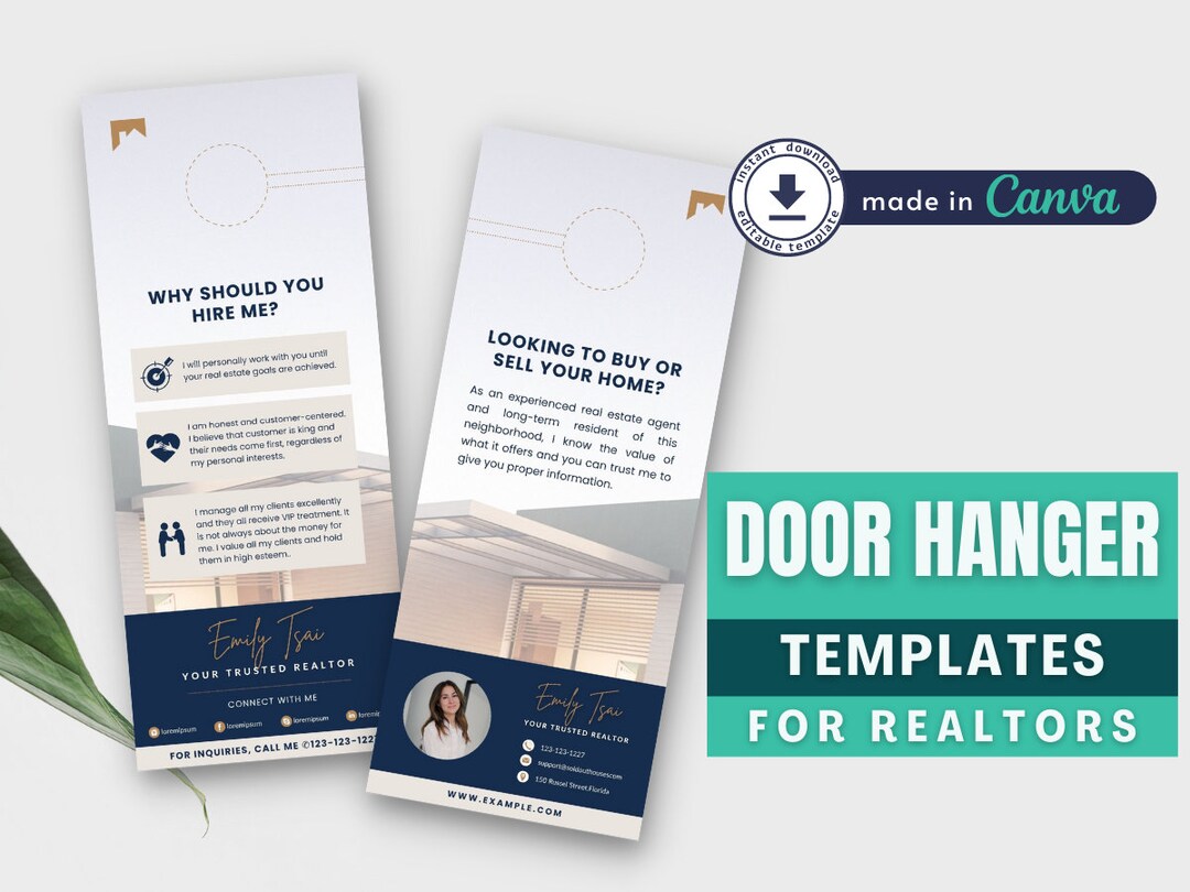 Real Estate Door Hanger Template, Printable Door Hanger Template, Real Estate Farming, Printable ...