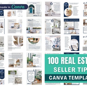 100 Real Estate Seller Tips Social Media Posts Canva Templates For Realtor ,Marketing Content  On Instagram Facebook