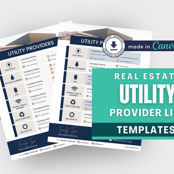Real Estate Utility Sheet Etsy