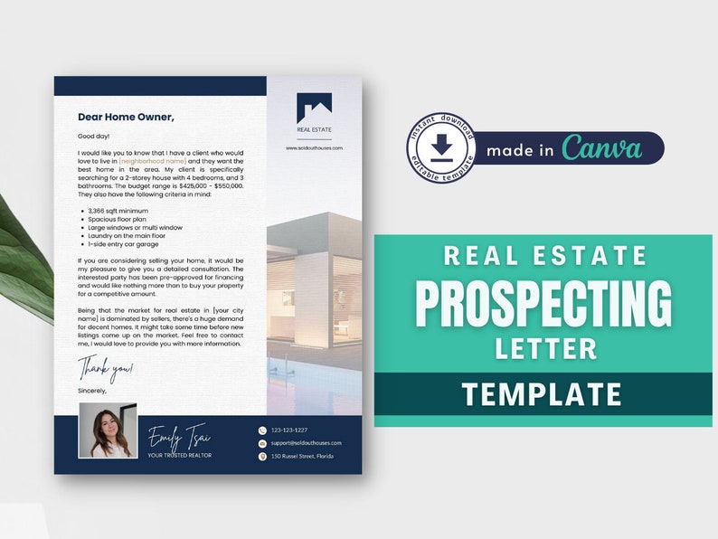 Realtor Prospecting Letter Template, Real Estate Agent Prospecting