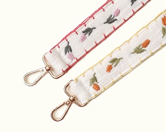 Tulip Embroidered Key Fob,Key Chains, Wrist Strap