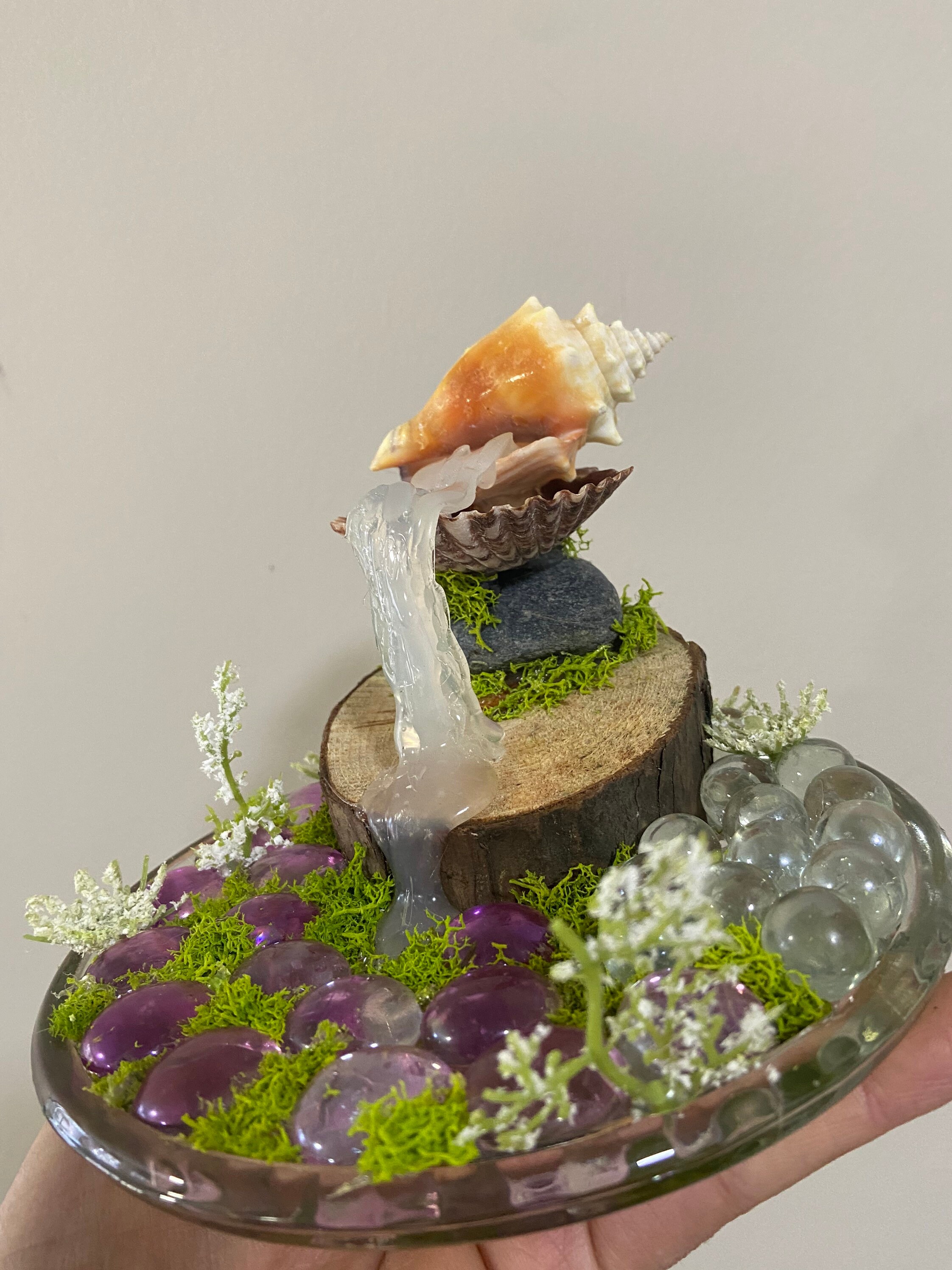 Seashell Cascade Natural Elements Sculpture Waterfall Diorama - Etsy