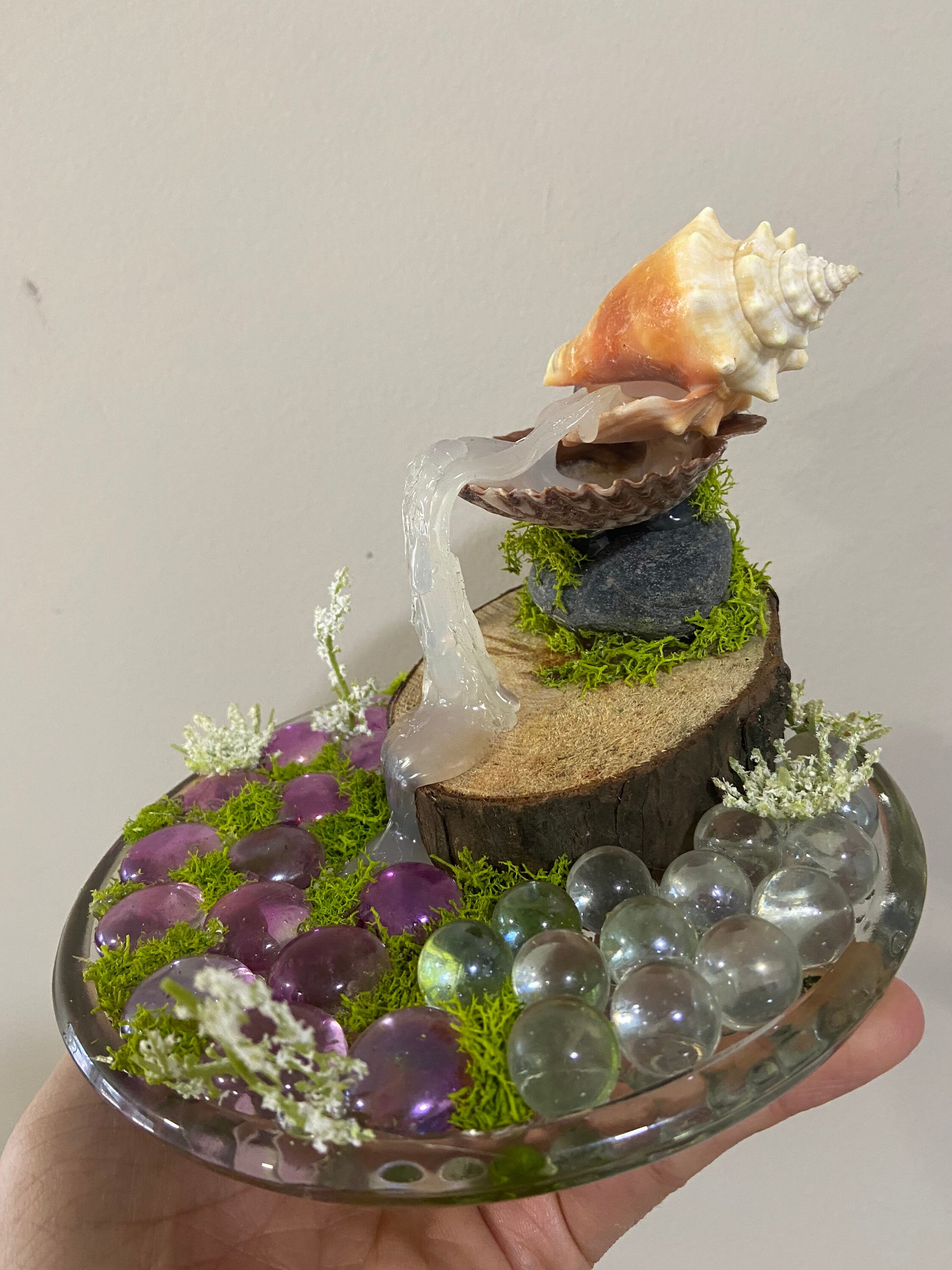 Seashell Cascade Natural Elements Sculpture Waterfall Diorama - Etsy