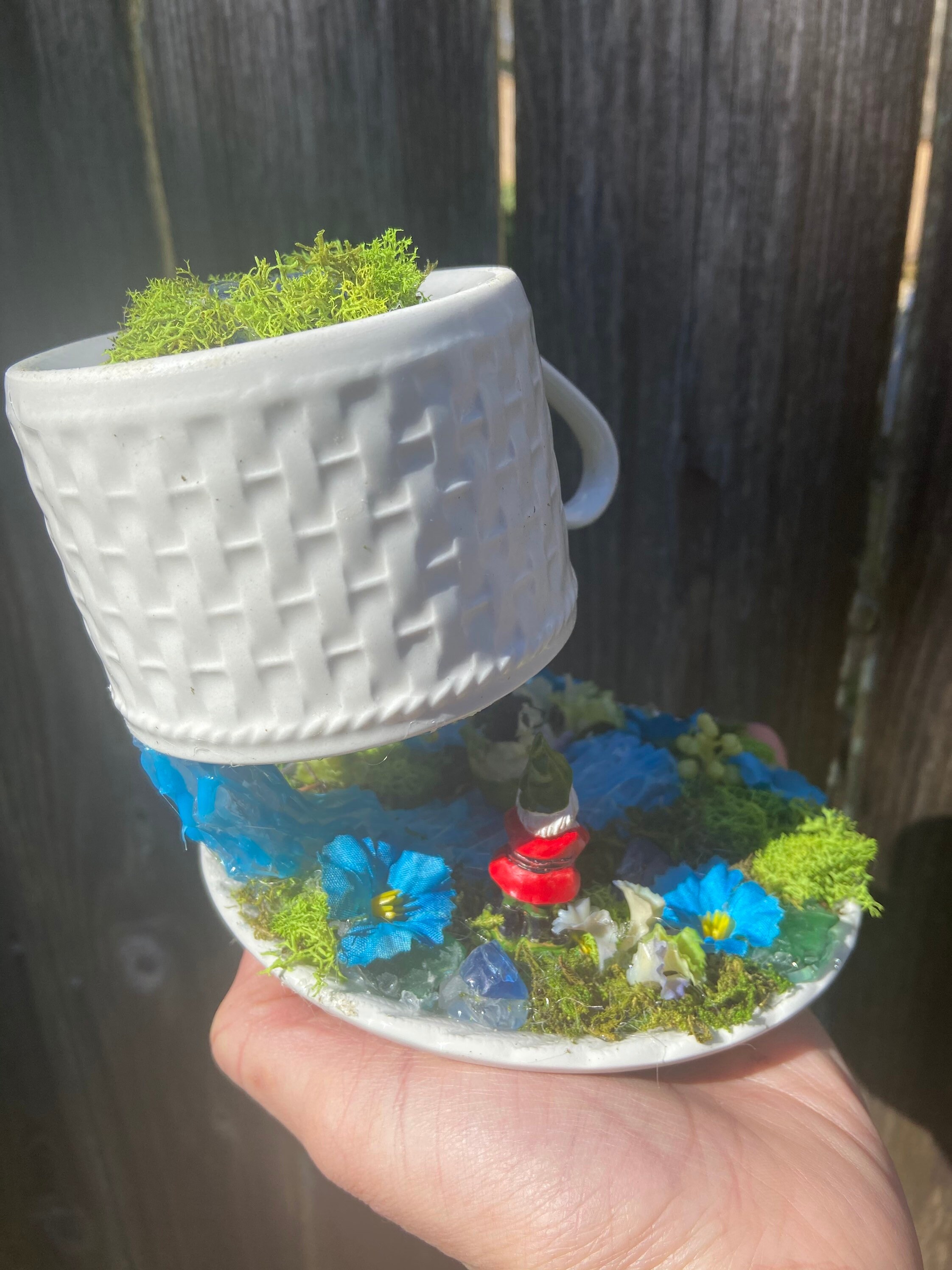 Centerpiece Gnome Mini Garden Teacup Floating Cup Flower