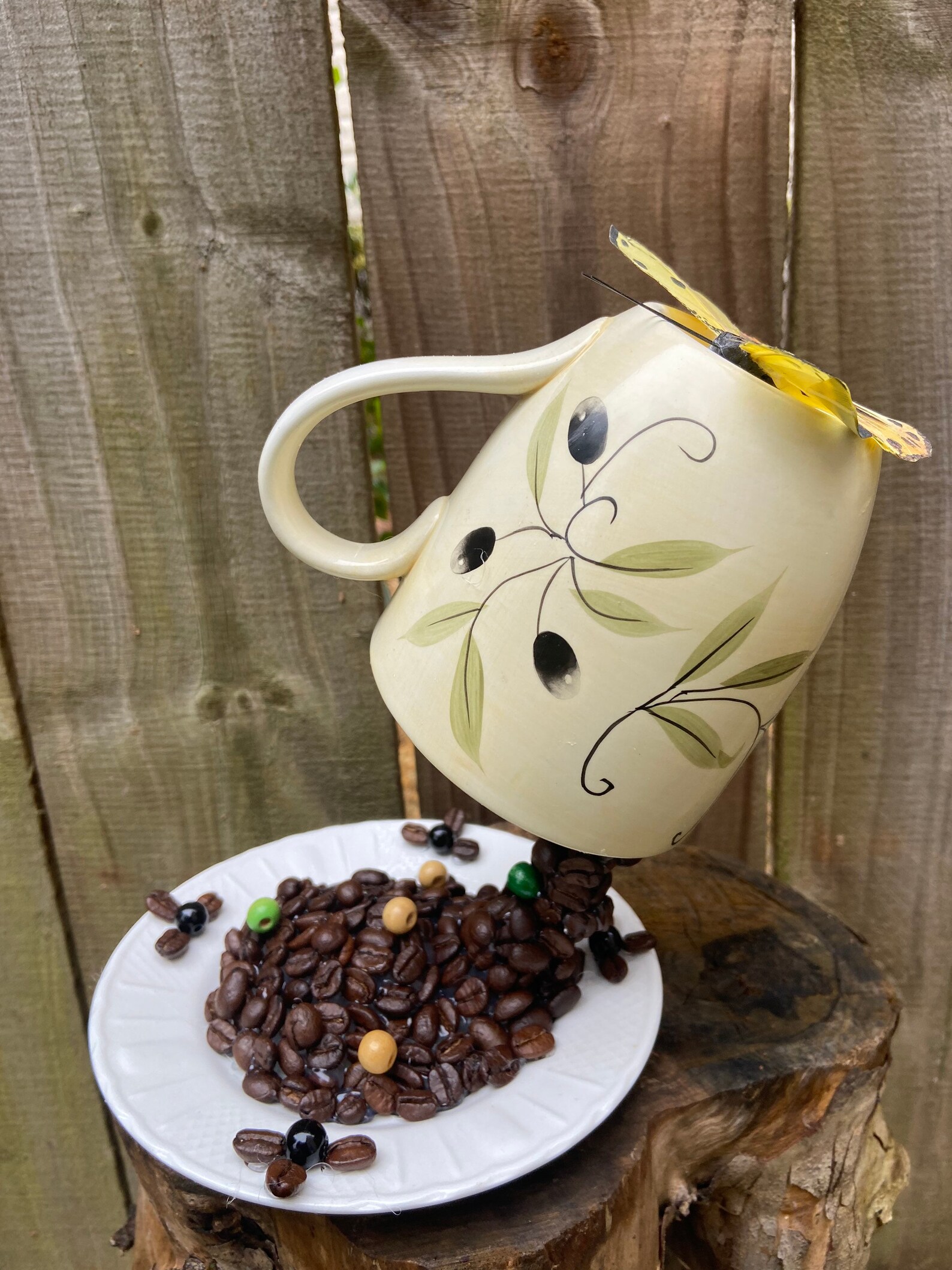 Coffee Mug Levitating Cup Centerpiece Coffee Beans Coffee Etsy