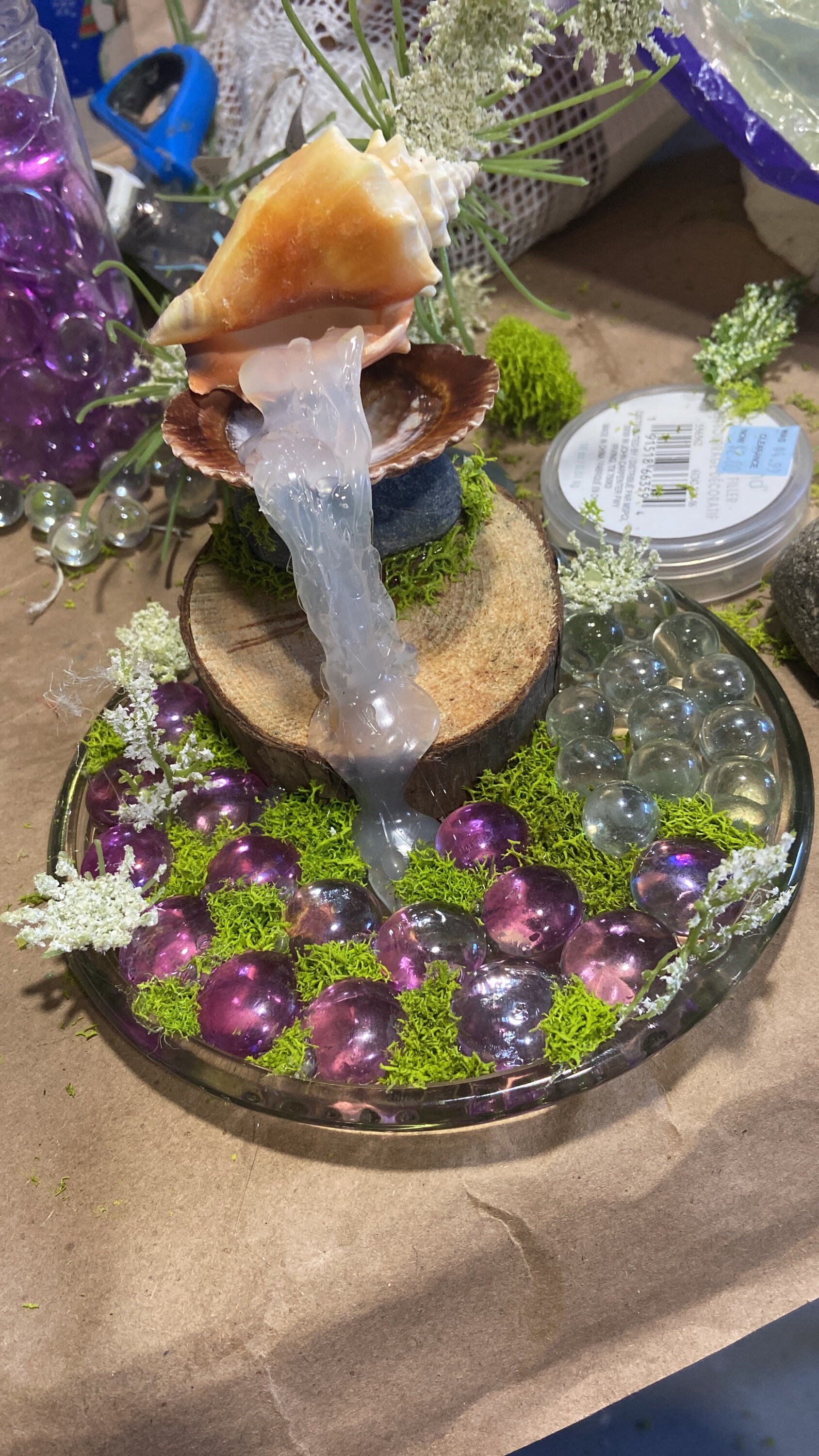 Seashell Cascade Natural Elements Sculpture Waterfall Diorama - Etsy