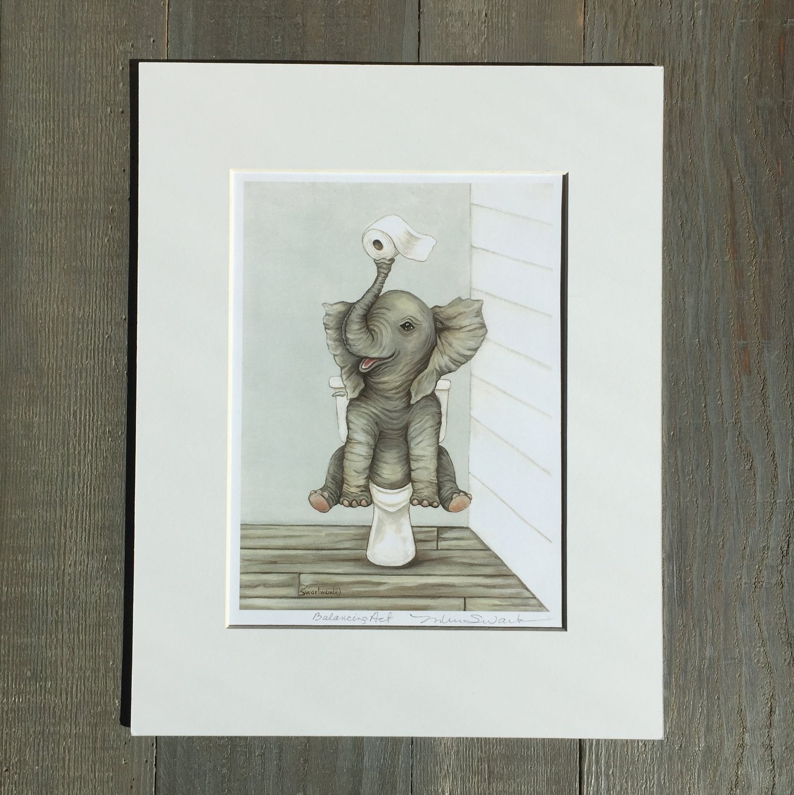 Elephant Potty Art Kids Bathroom Fun Bath Animal Baby Etsy