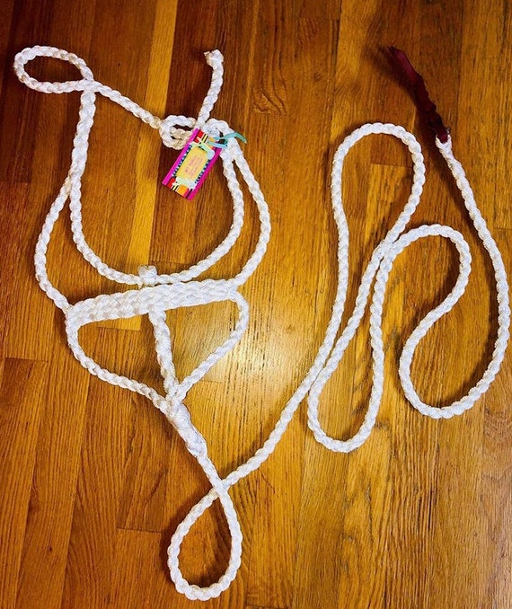 White Muletape Halter W/ Leather Switch 