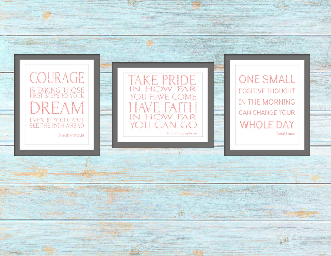 Inspirational Quote Print Set Rose Gold Sparkle Wall Art Digital ...