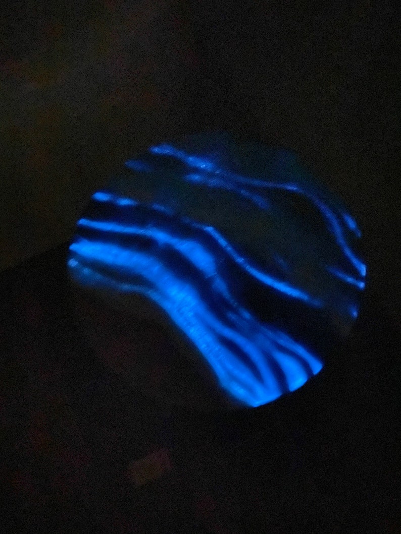Resin Ocean Side Table in Wood with Glow in the Dark Resin image 7