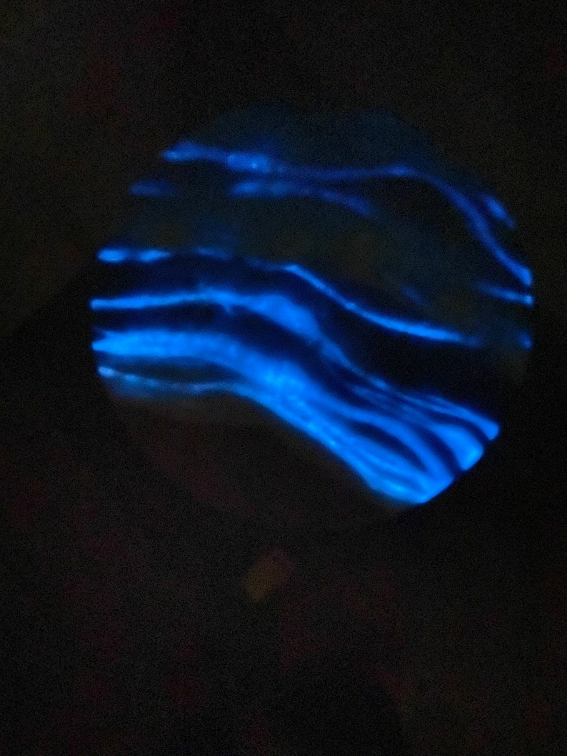 Resin Ocean Side Table in Wood with Glow in the Dark Resin image 6