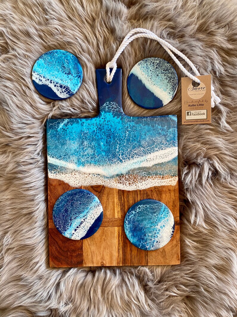 Resin Art Ocean Chopping Board Etsy Australia