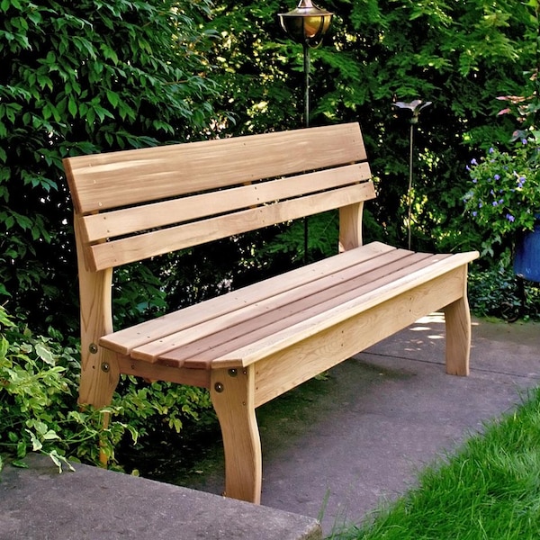 Western Red Cedar Contoured Back Garden Bench - 32" to 94" Wide - Made in USA