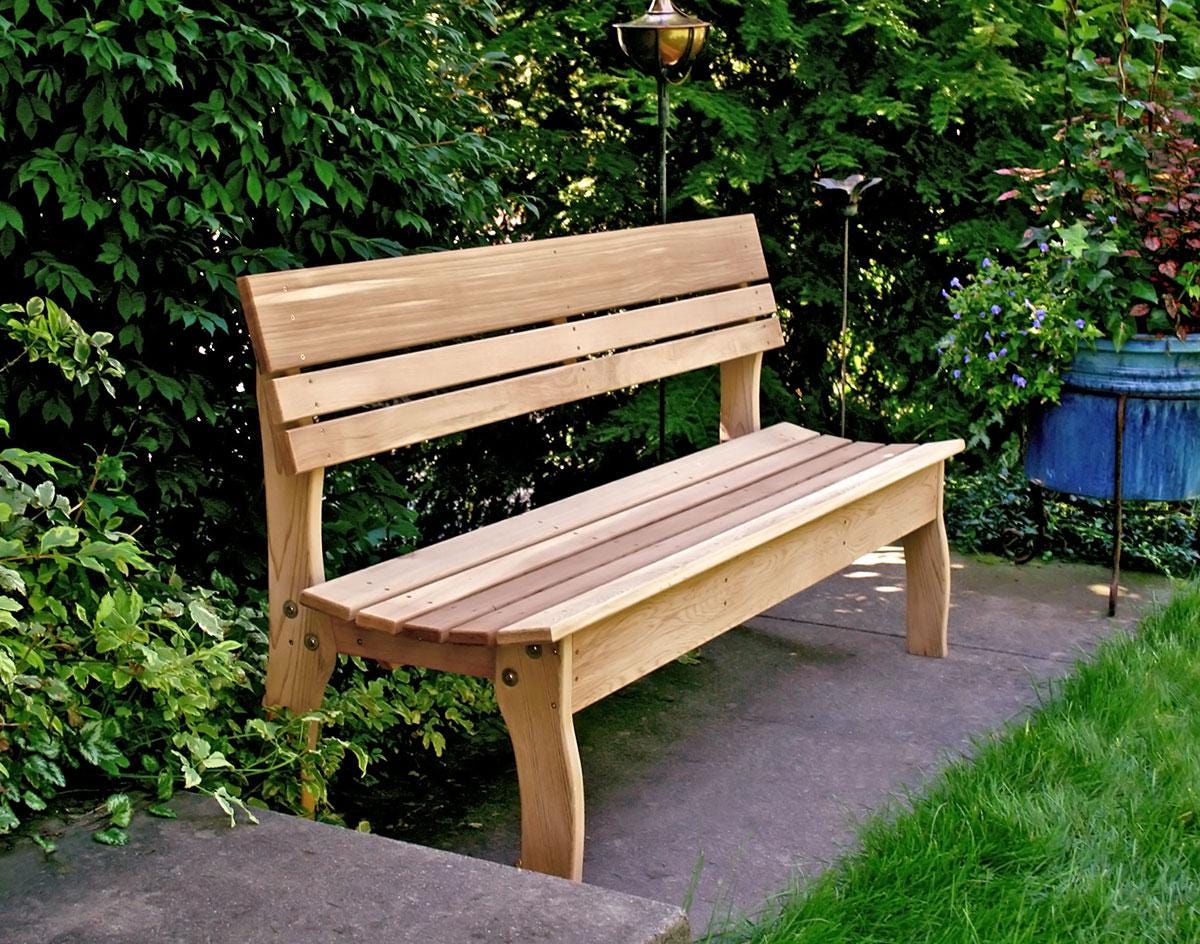 Western Red Cedar Contoured Back Garden Bench - 32