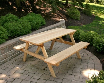 Fifthroom Red Cedar 4' Picnic Table w/ Attached Benches
