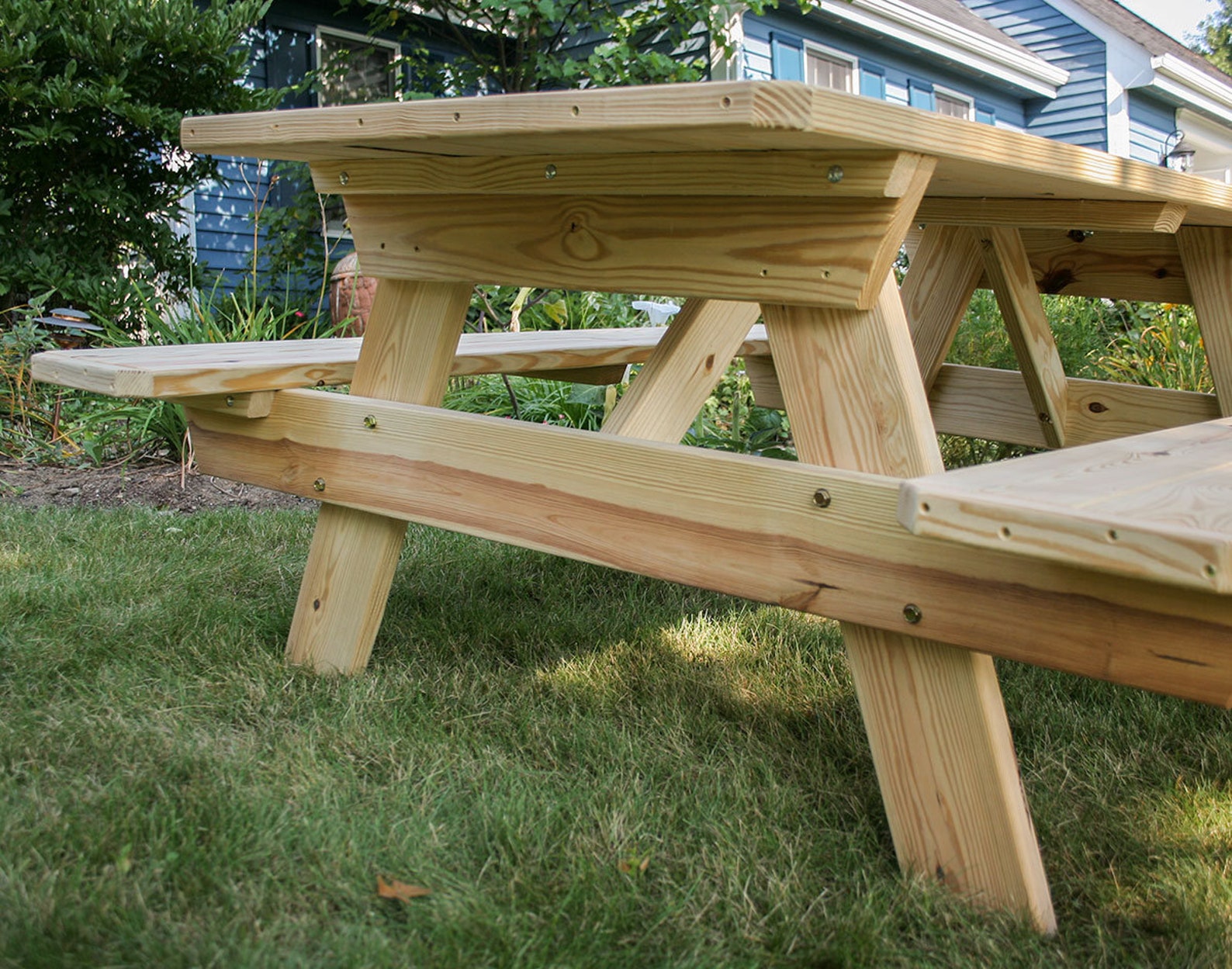 Treated Pine 6' Picnic Table W/ Attached Benches Etsy
