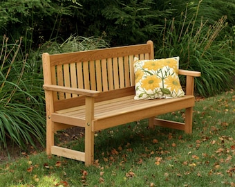 Handmade Red Cedar Garden Bench: English Style Patio Seating