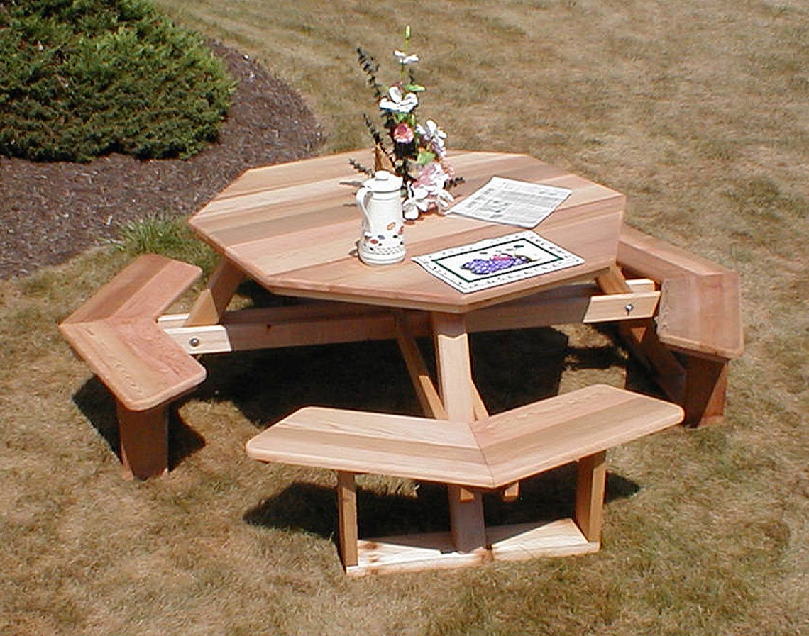 Red Cedar Octagon Walkin Picnic Table Etsy