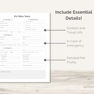 Pet Sitter Notes Printable PDF | Owner Info Template (dog, Cat, or ...