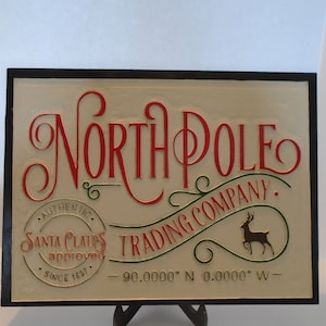 North Pole Trading Company sign  custom carved hand painted