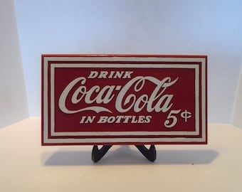 Vintage Coca Cola Schild Custom Carved Handbemalt