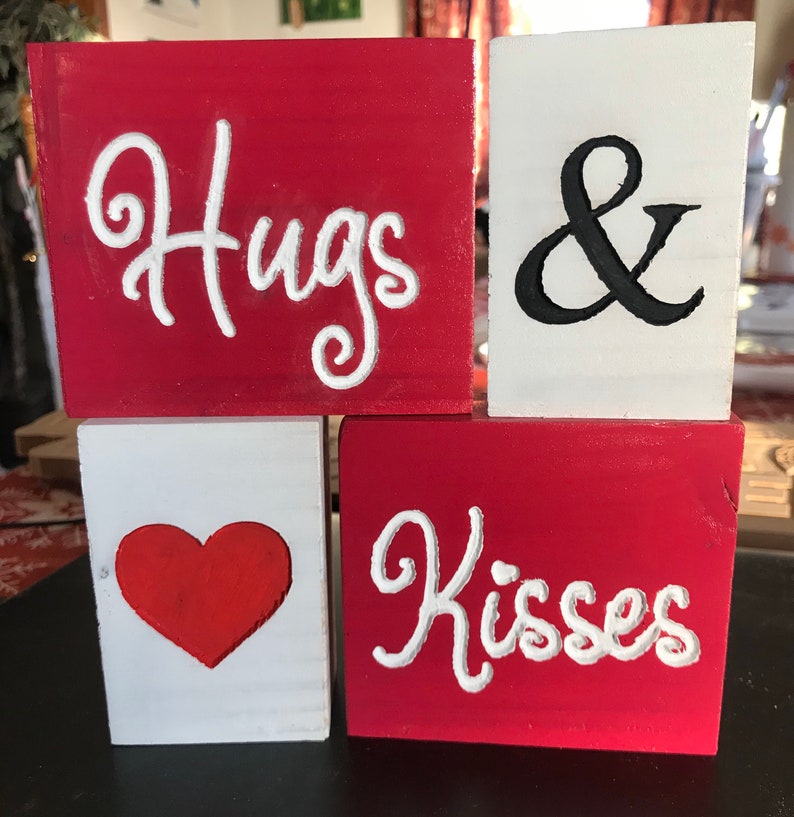 Hugs & Kisses Valentines Blocks - Etsy