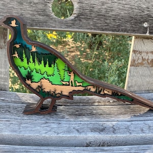 Pheasant multilayered 3D sign