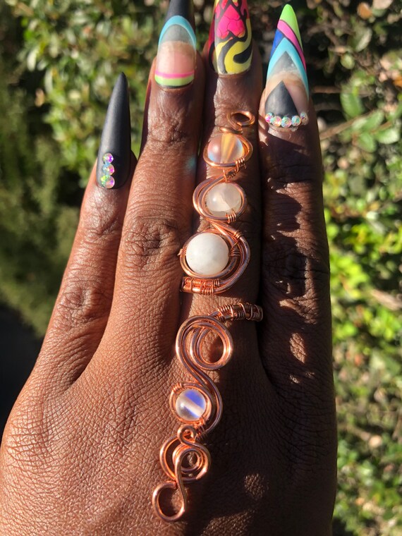 Copper Selenite Rising Statement Ring - Adjustable / Wearable Art