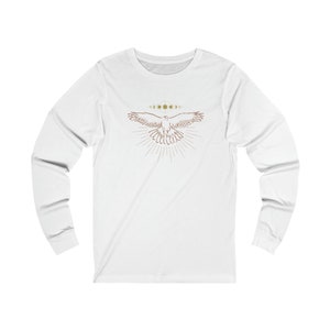 Celestial Hawk Long Sleeve Cotton T-Shirt ; Red tail, bird, falcon, eagle, animal medicine, totem animal, spirit animal tshirt, tee shirt