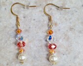 Gold filled Swarovski Crystal and glass pearl earrings