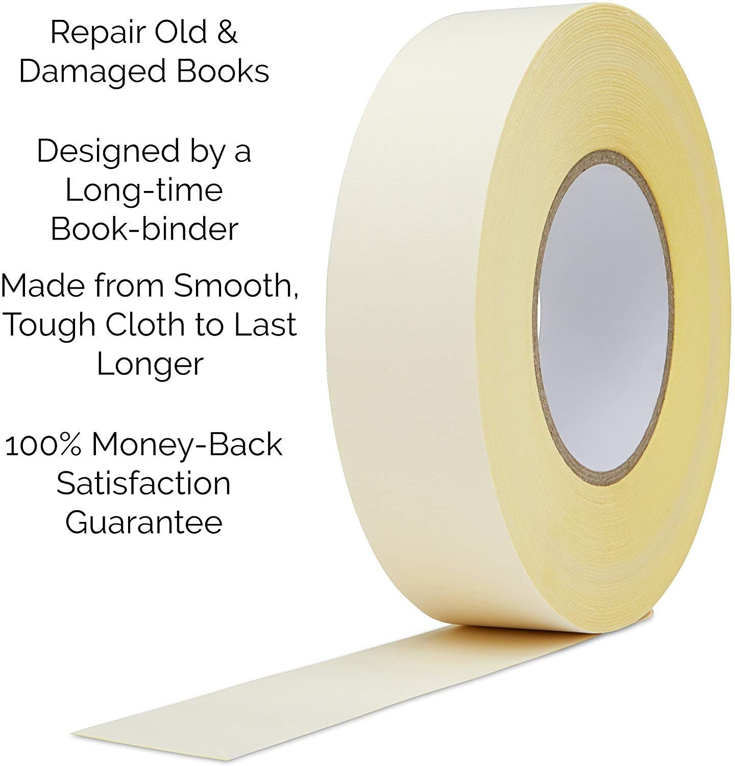 White Bookbinding Tape, White Cloth Book Repair Tape for Bookbinders,  Semi-Transparent Hinging Tape, Craft Tape, 2 Inches by 45' Feet, Acid Free  and