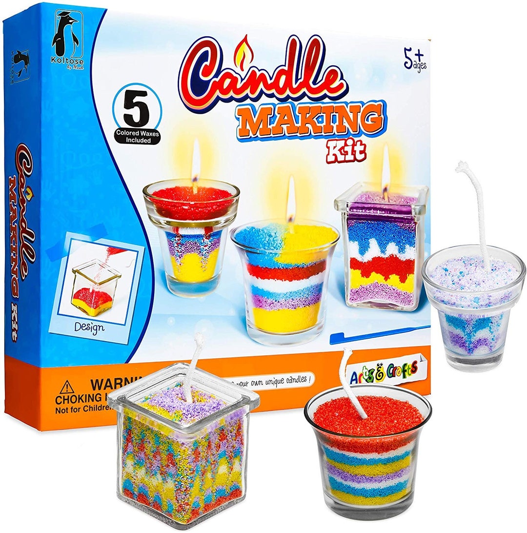 Candle Making Kit, DIY Craft Kit for Kids, Includes 5 Bags of Colored