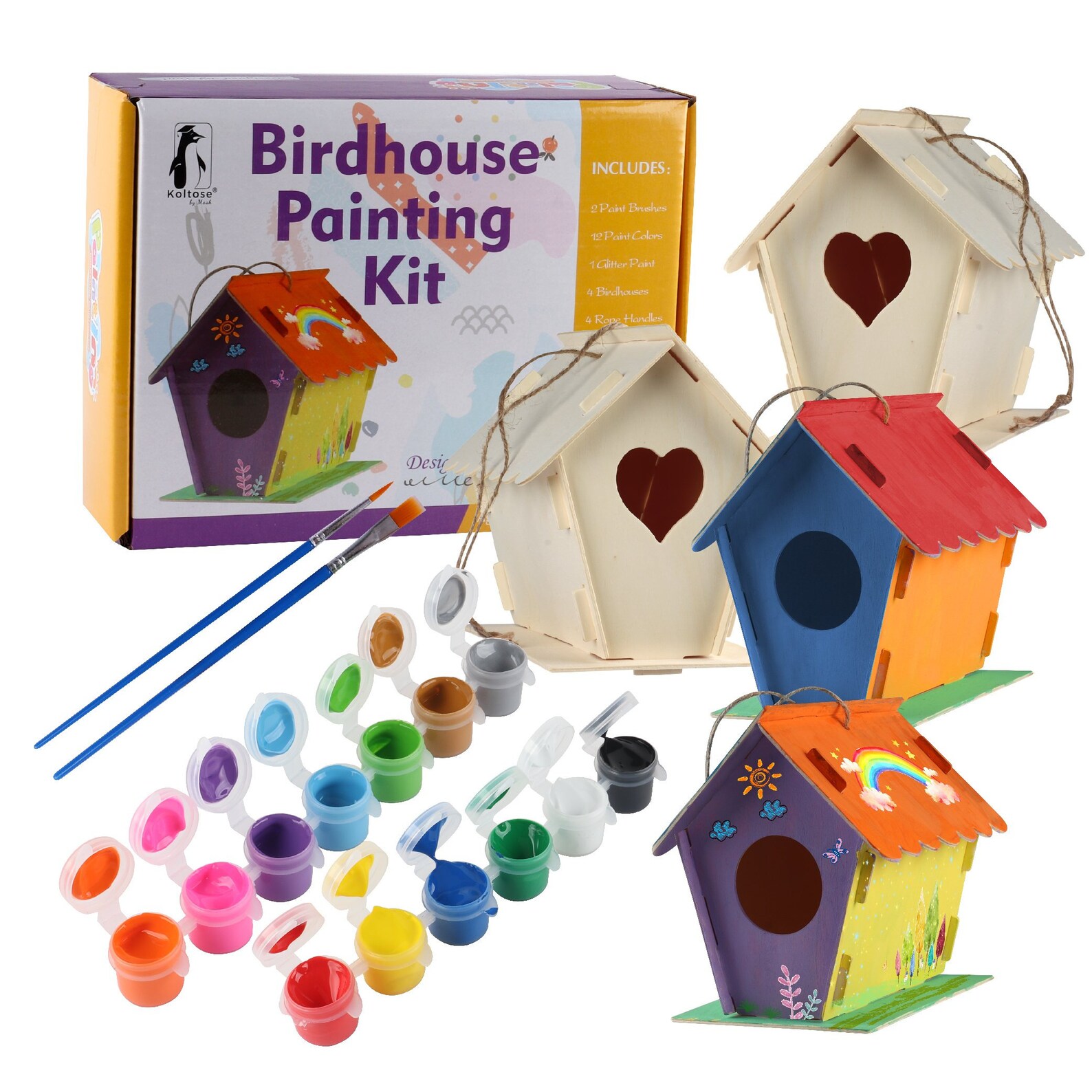 DIY Bird House Kit Includes 4 Unfinished Birdhouses to Paint Etsy